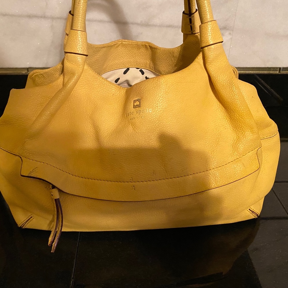 Kate Spade Bright Yellow Tote with Black and White Interior